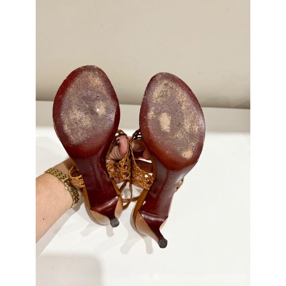 Ralph Lauren Leather Braided Slip On Thong Slingback Sandals Brown Womens Size 6 - Picture 5 of 5